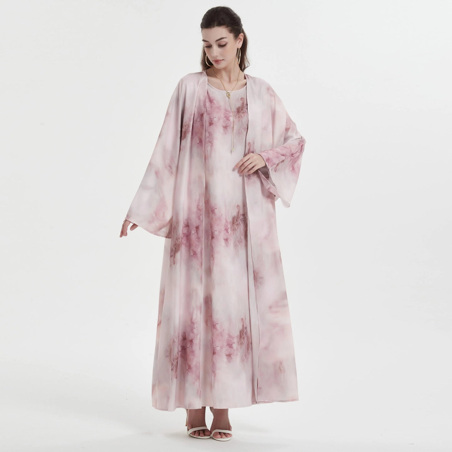 Kebaya Middle Eastern Muslim women's Abaya printed slim-fit with coat and Dress suit.