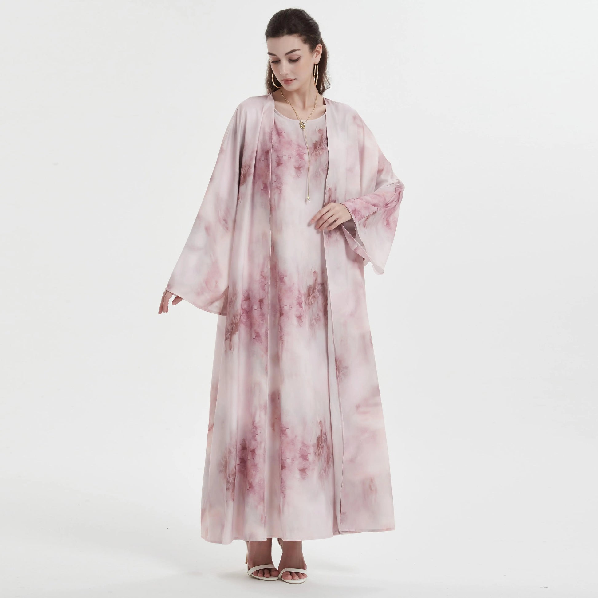 Kebaya Middle Eastern Muslim women's Abaya printed slim-fit with coat and Dress suit.