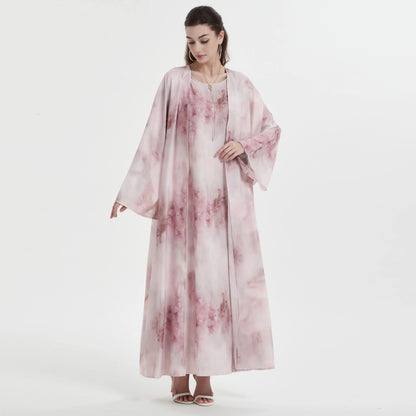 Kebaya Middle Eastern Muslim women's Abaya printed slim-fit with coat and Dress suit.