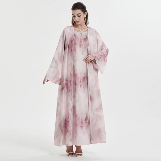 Kebaya Middle Eastern Muslim women's Abaya printed slim-fit with coat and Dress suit.