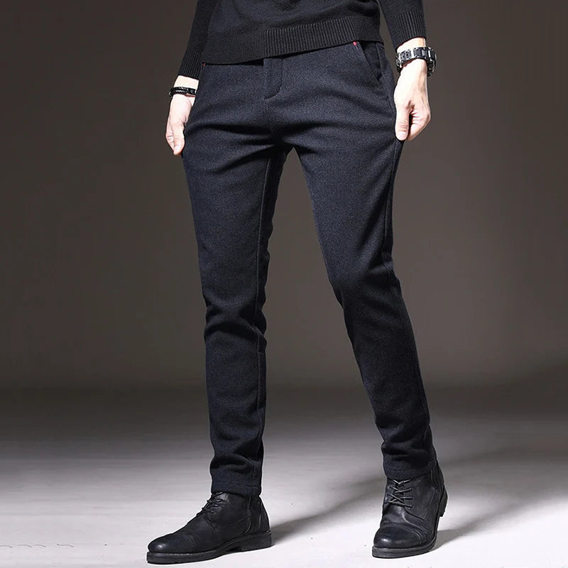 Men's Straight Leg Long Daily Pants Casual Straight Slim Fit Narrow Leg Trousers Stylish Male Suit Work Fashion Blue Gray Pants.