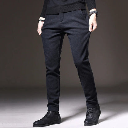 Men's Straight Leg Long Daily Pants Casual Straight Slim Fit Narrow Leg Trousers Stylish Male Suit Work Fashion Blue Gray Pants.