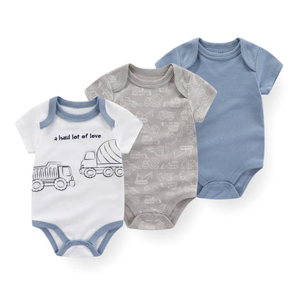 3PCS Mode Sommer Kurzarm Cartoon Baby Junge Mädchen Body Baumwolle Neugeborene Kleidung.