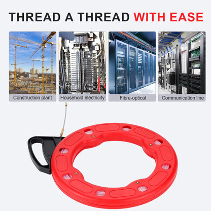 4mm 25/30 Meter Fiberglass Wire Cable Puller Fish Tape Reel Nylon Conduit Ducting Rodder Pulling Guide Device Wire Cable Tool.