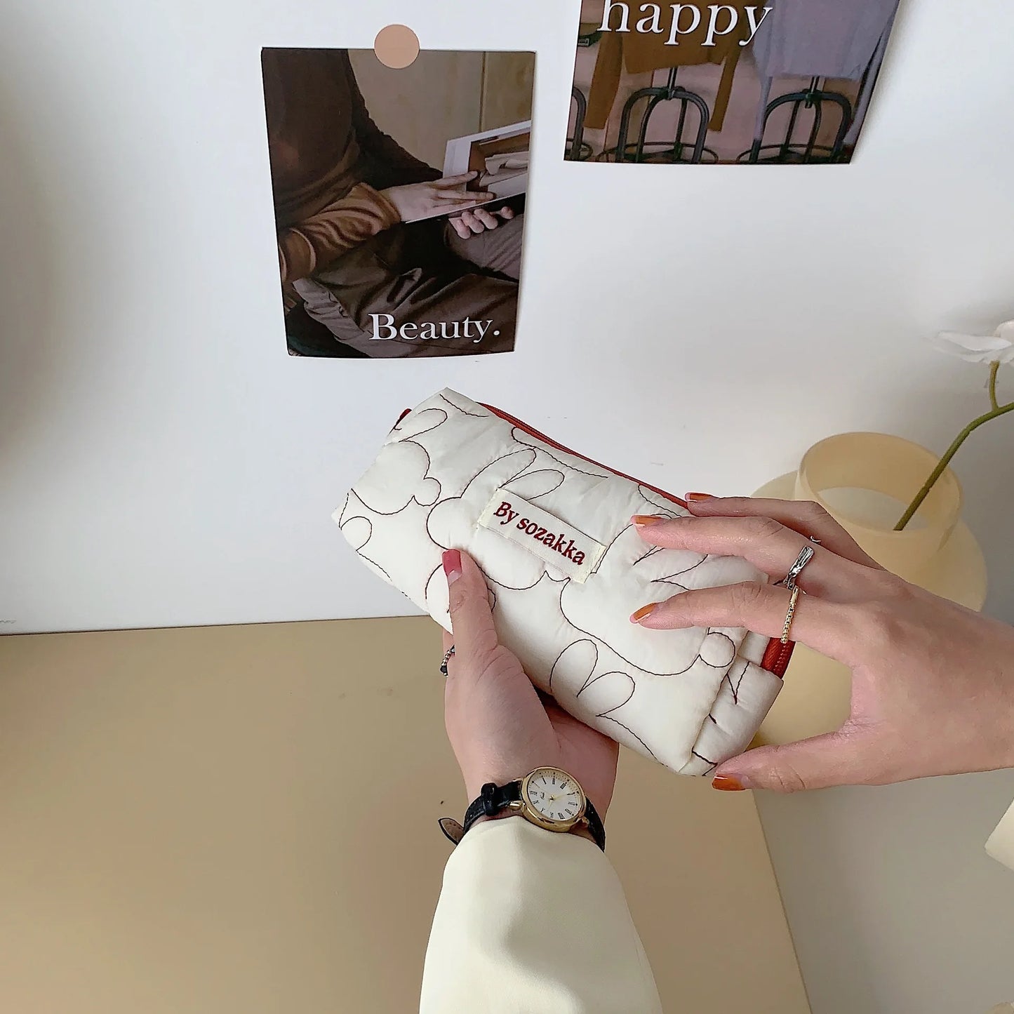 2025 Cute Rabbit Travel Cosmetic Lipstick Purse Storage Bag Kawaii Women Makeup Handbags Organizer Wallet Pouch Pencil Case Bags