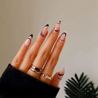 24Pcs Manicure Wearable Fake Nails Ballerina Removable Coffin Fake Nails Finished Women Girls Almond False Nails Art Decoration.
