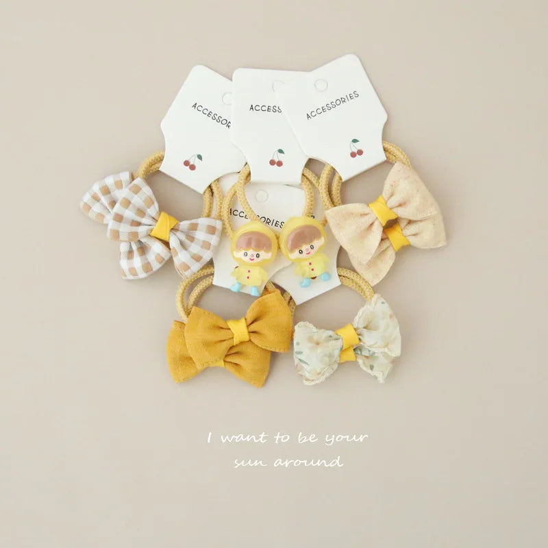 10Pcs/Lot, Elastic Hair Bow Clips for Children, Children's Headwear Hair Accessories for girls, Cute Hair ties, Lovely Hair Rope