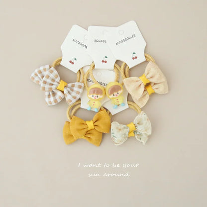 10Pcs/Lot, Elastic Hair Bow Clips for Children, Children's Headwear Hair Accessories for girls, Cute Hair ties, Lovely Hair Rope