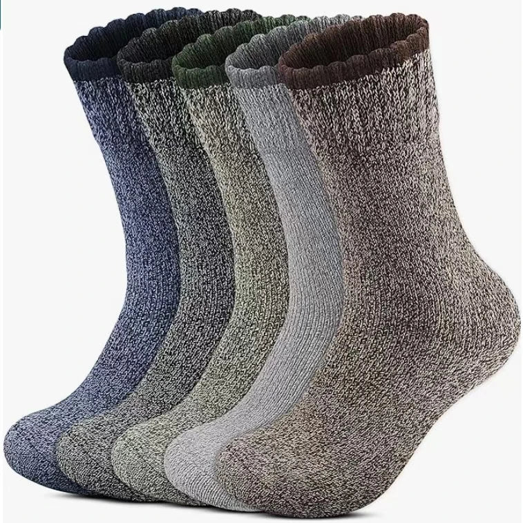 5 Pairs Merino Wool Socks For Men, Super Thick Hiking Socks Thermal Socks For Cold Weather.