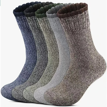 5 Pairs Merino Wool Socks For Men, Super Thick Hiking Socks Thermal Socks For Cold Weather.