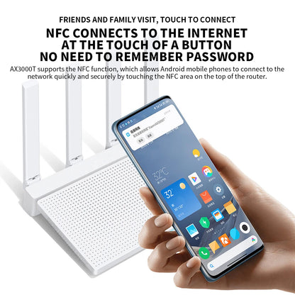 2024 NEW Original Xiaomi AX3000T Router 5GHz 160MHz Broadband 1.3GHz Processor High Speed NFC Connection For Home Office Games.
