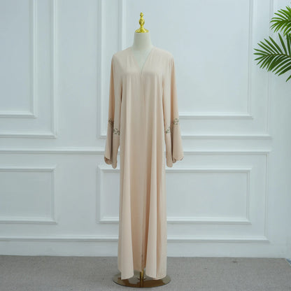 Front Open Abaya with Hijab 2 Piece Set Muslim Embroidery Abayas for Women Dubai Modest Islamic Clothing Kaftan Turkish Dresses