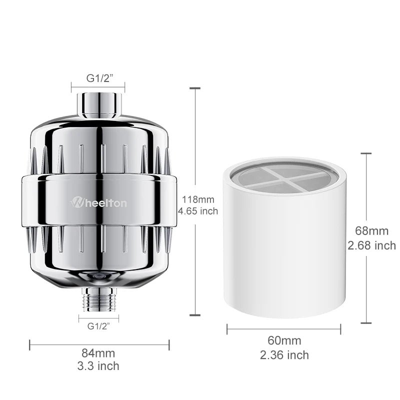 Wheelton Bath Shower Filter(WHT-303-3E) Softener Chlorine & Heavy Metal Removal Water Filter Purifier For Health Bathing.