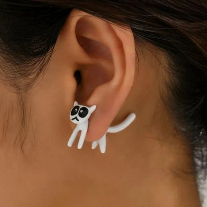 2023 New Fashion Cute Animal Stud Earrings Women Cartoon Small Black Cat Bear Shark Dinosaur Earring Ear Stud Girl Funny Jewelry.