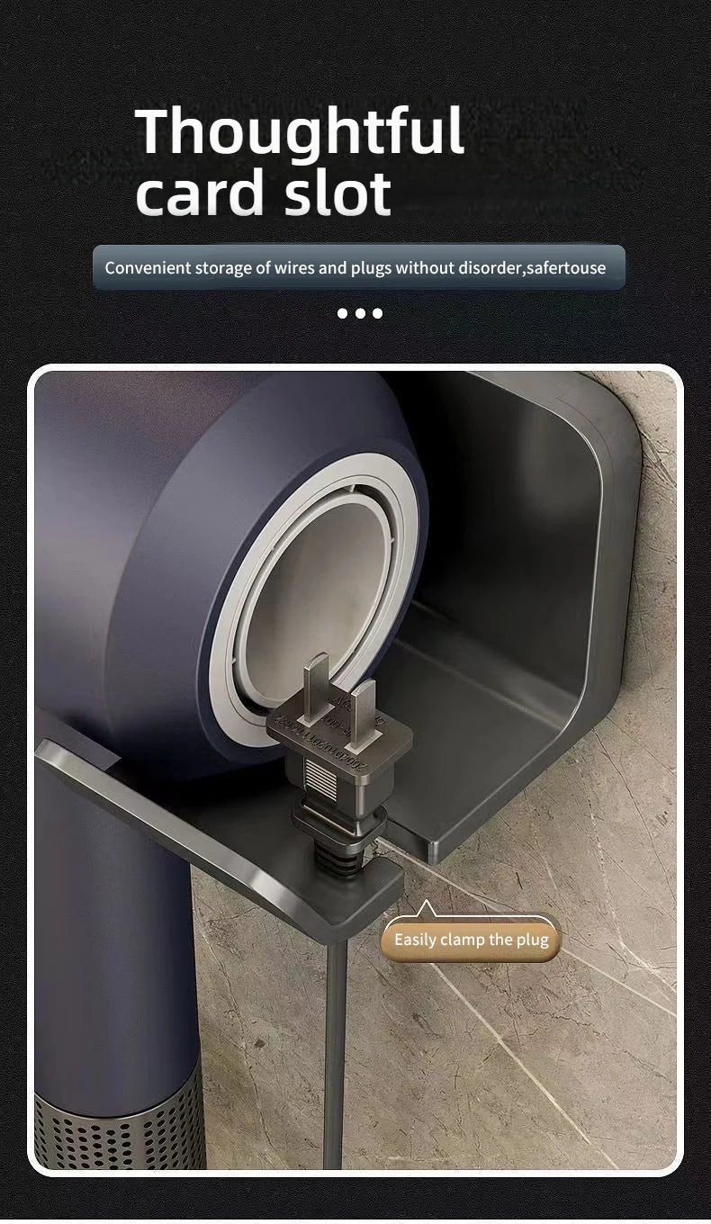 An der Wand montierte stanzfreie Toilette Haartrockner Rack Badezimmer Haartrockner Lagerregal Haartrockner Halterung Badezimmerzubehör ﻿