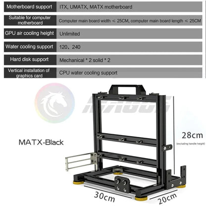DIY Gamers Cabinet MOD ITX MATX PC Case Open Frame Aluminum Creative ATX Tower Desktop Gaming Computer Chassis Rack.