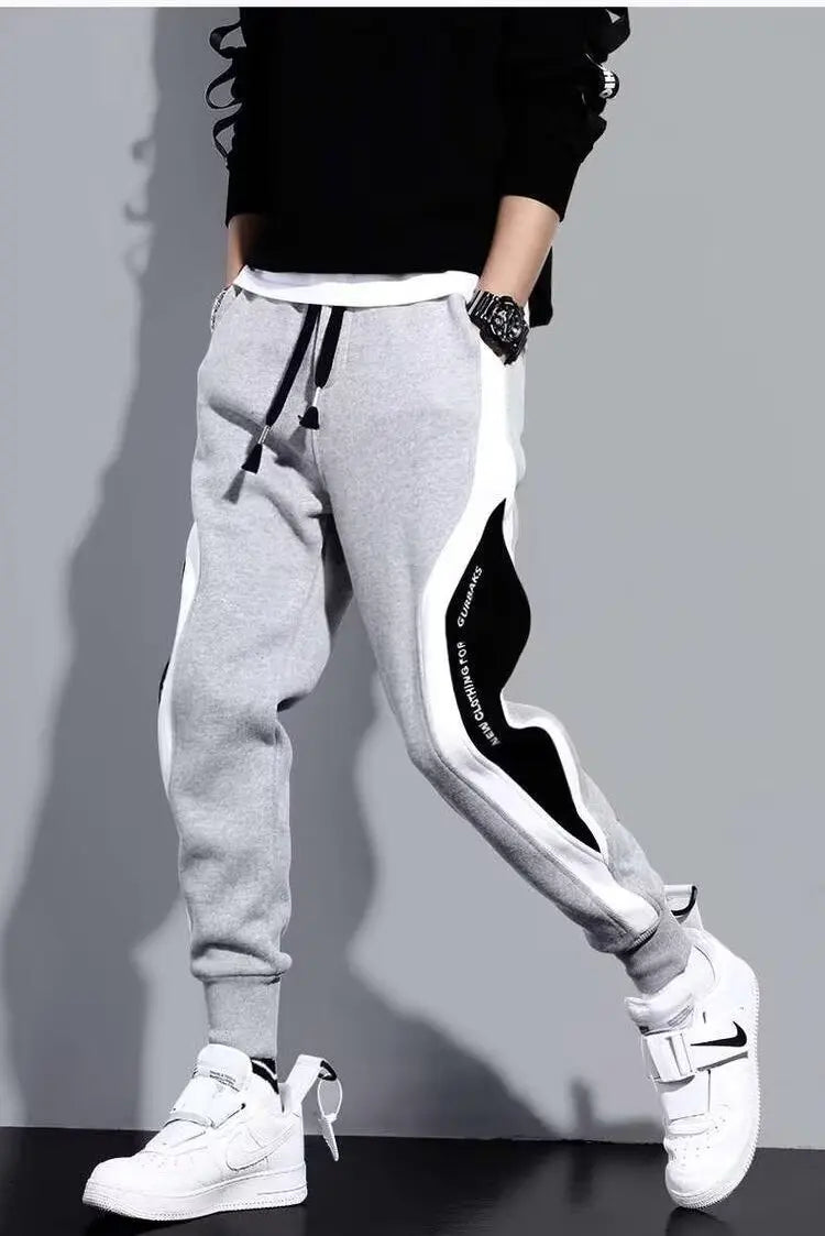 Men Black Pants Hip Hop Drawstring Jogger Fashion Comfortable Trousers Male Casual Sweatpants Loose Elastic Waist Sportswear.