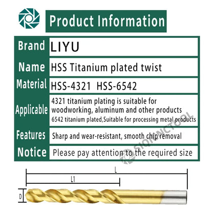 LOCO 50 Stück Titanbeschichtete Bohrer HSS Schnellarbeitsstahl-Set Werkzeug Hochwertige Elektrowerkzeuge 1/1,5/2/2,5/3 mm