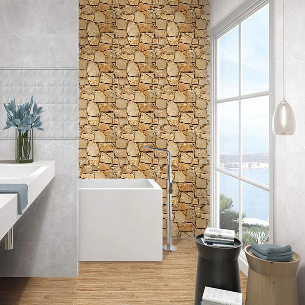 1/10pcs 3D Faux Stone Wall Panels Peel and Stick Wall Tiles Decorative 3D Wall Sticker Self-adhesive Wall Tile Sticker