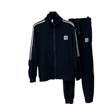 Men's Casual Sportswear Set Spring Autumn Long Sleeve Stand Collar Jacket Pants Comfortable Breathable Sports Outfit.