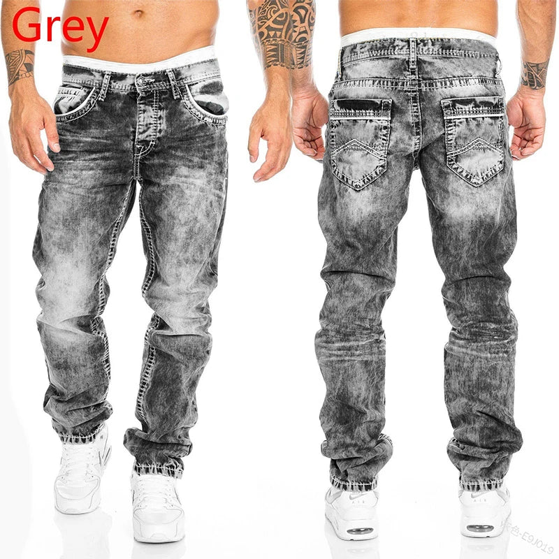 Mode Männer Hosen Gewaschen Stretch Gerade Jeans Lose Casual Designer Lange Denim Hosen Hosen Hip Hop Slim Fit Punk Hosen.