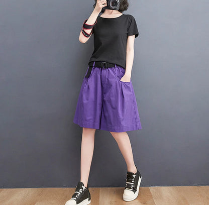 Women's Shorts Half Baggy Mid Length Wide Black Female Short Pants Loose Bermuda Knee Low Price Classic Harajuku Fashion New In.