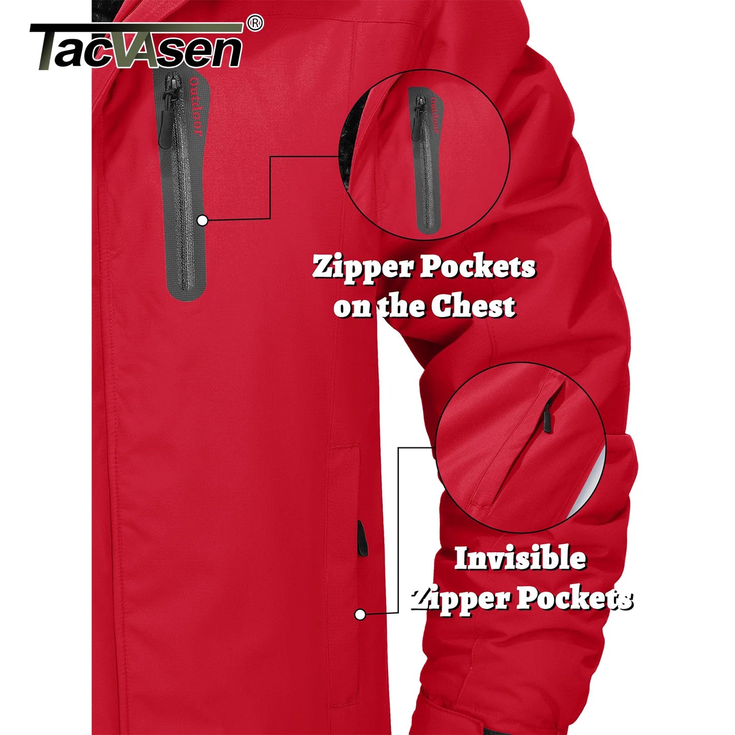 TACVASEN Winter Thicken Fleece Jacket Mens Waterproof Hiking Skiing Jackets Outdoor Mountain Trekking Windbreaker Parka Male.