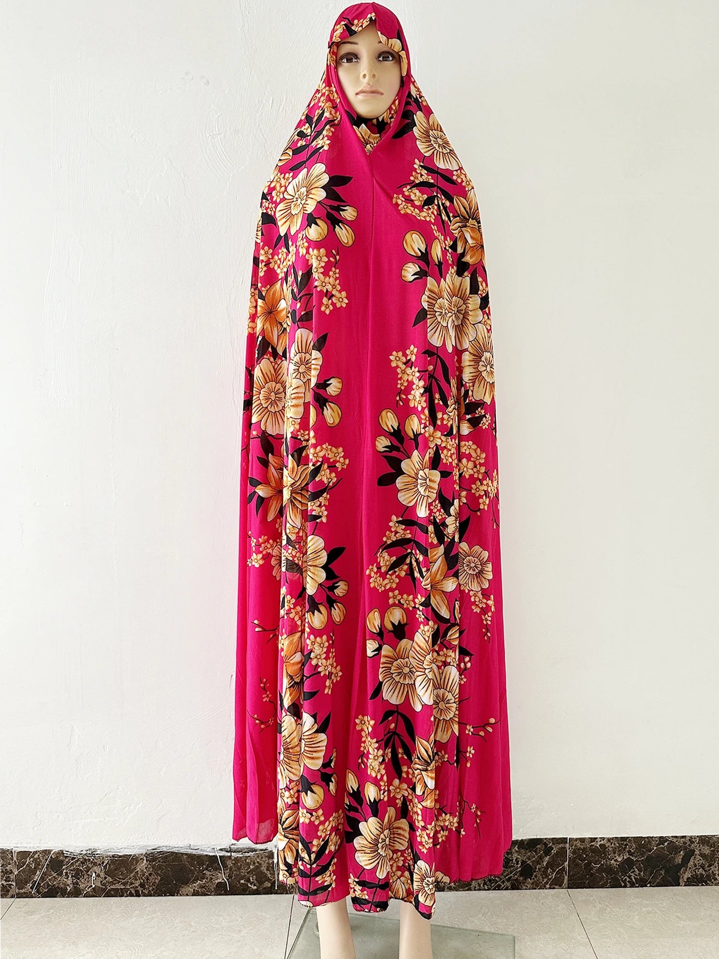 6XL  Muslim Womens Hooded Abaya African Sleeveless Prayer Garment Kaftan Dress With Hijab Floral Dubai Saudi Robe Ramadan