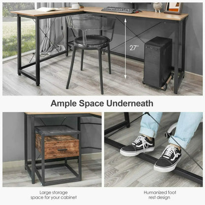 Homfa 66"(176cm) L-förmiger Schreibtisch, Computer-Gaming-Laptop-Schreibtisch, Heimbüro, Eck-Arbeitsplatz, Tisch, Arbeitstisch, 190 cm x 120 cm x 75 cm