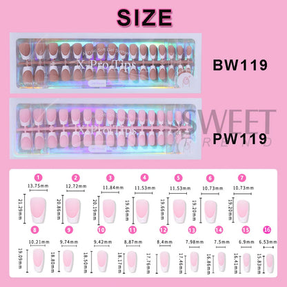 160pcs White Pink French Fake Press on Fake Nails Tips Short Square Full Cover Artificial Acrylic Fake Toenails For Nail Salons.