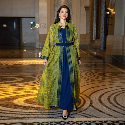 UNI Muslim Abaya Indische Anarkali Anzüge für Frau Dubai Tägliche Party Kleid Mode Langarm Gürtel Kleidung Muslimischen Robe.