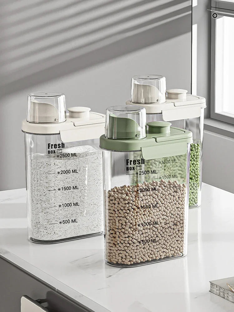 1600ml Rice Bucket Flour Container, Sealed Anti-Insect Storage Jar, Kitchen Grain Storage Box, Moisture-Proof Food Storage Bin.