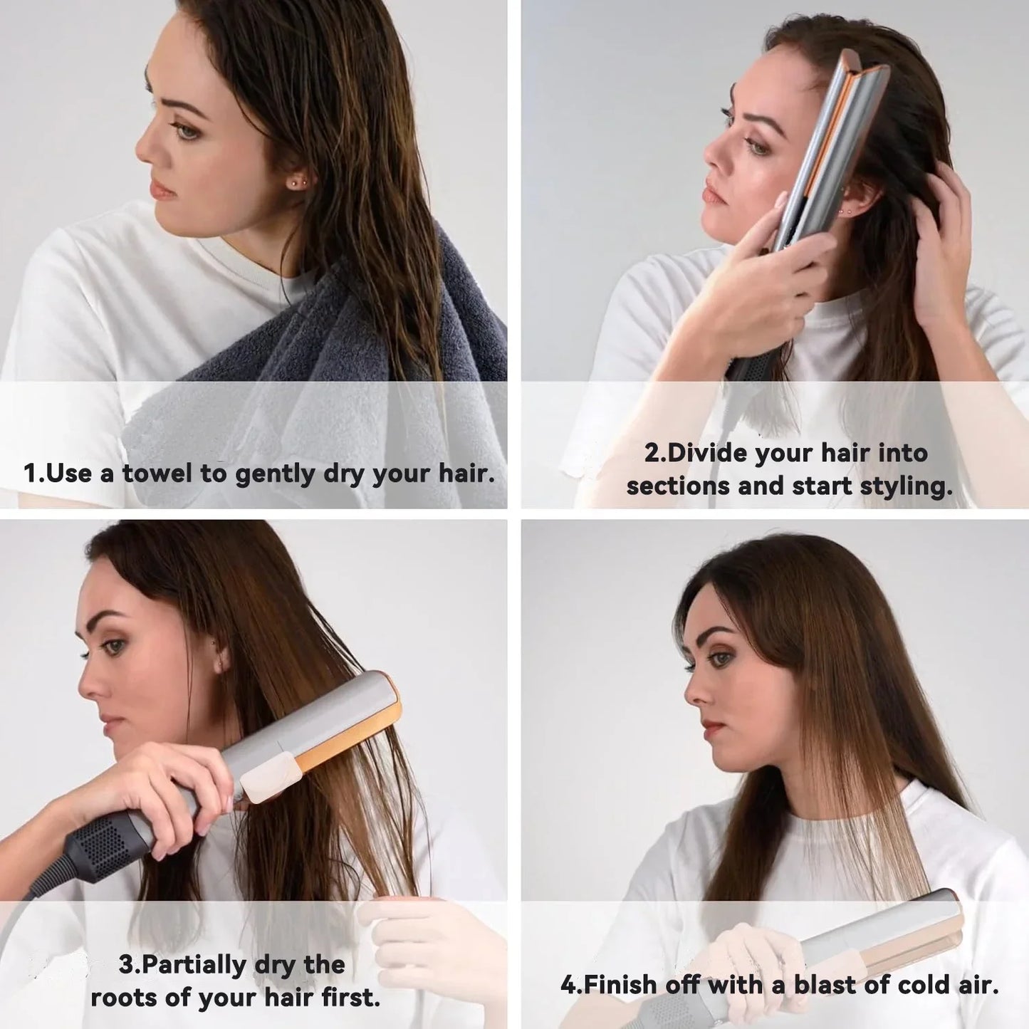 2 IN 1 Professional Hair Straightener & Hair Dryer Heat-Up Hair Flat Iron Negative Ion Iron Long-Lasting Styling Tool