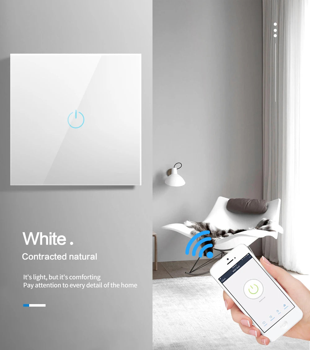 BONDA Smart Switch Alexa RF433 Keine neutrale Tuya-Steuerung funktioniert mit Google 1/2/3 Gang Smart Life Home Light WiFi Touch Switches 86.