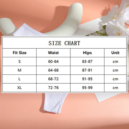 New 7Pcs/Set Seamless Cotton Fabric Thongs For Women Sexy Solid Color Stripe Underwear Female Comfortable Breathable Underpants.