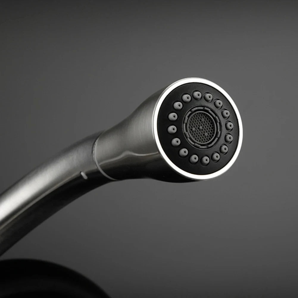 Kitchen Faucets Brushed Nickel Pull Out Kitchen Sink Water Tap Deck Mounted Mixer Stream Sprayer Head Hot Cold Taps Sliver