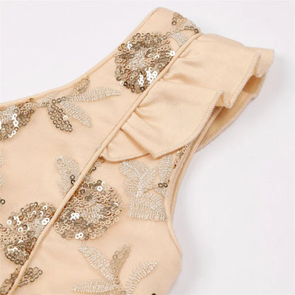 3-10 Y Pailletten Blumen Stickerei Mädchen Kleid Sommer Ärmellose Prinzessin Party Kleider Weihnachten Geburtstag Geschenk Kind Casual Kleidung.