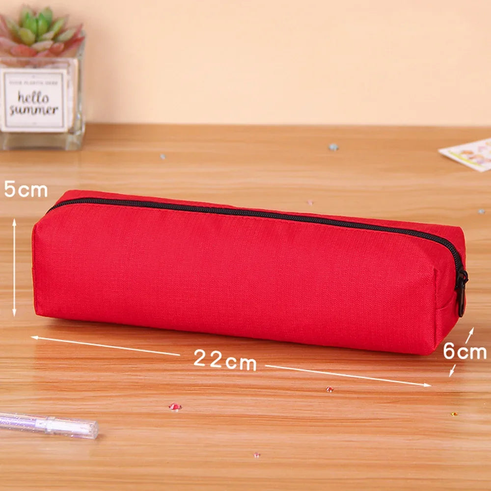 Solid Color Pencil Case Simple Pencil Bags For Student New Stationery School Supplies Kids Gift Zipper Big Cosmetic Bag