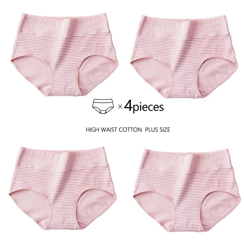 4Pcs Plus Size M-5XL Panties Women Cotton High Waist Slimming Underwear Seamless Girls Briefs Sexy Female Breathable Lingerie