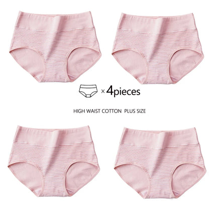 4Pcs Plus Size M-5XL Panties Women Cotton High Waist Slimming Underwear Seamless Girls Briefs Sexy Female Breathable Lingerie