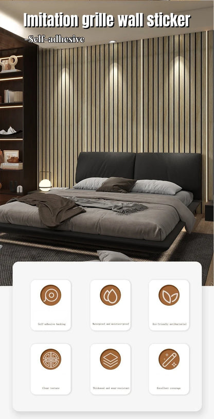 Faux Grille Wall Stickers Self Adhesive Wallpaper for Bedroom Walls Thick Foam Wood Grain Peel and Stick Wallpapers Home Decor