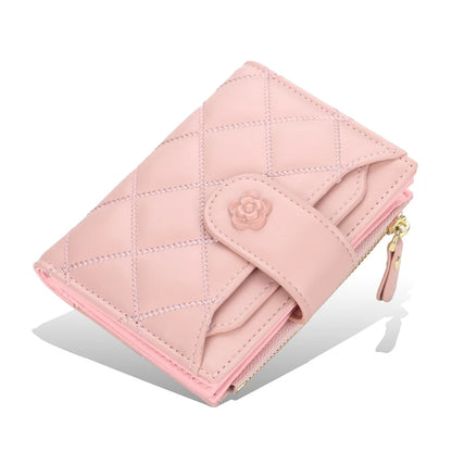 Argyle Multi-Card Trifold Zipper Coin Purse New Fashion Casual Women's Short Wallet Vertical Driver's License Buckle Card Holder.