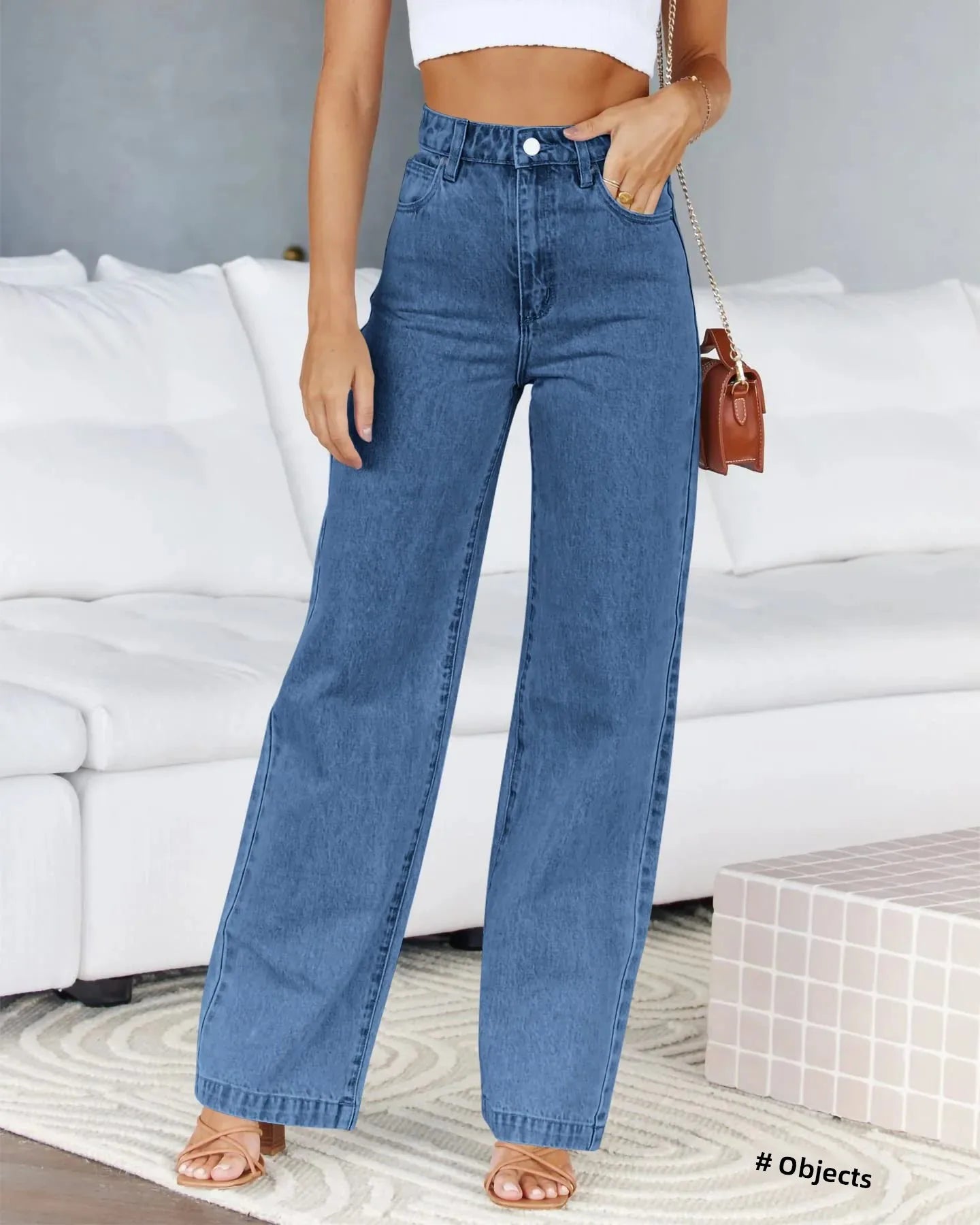 Women's Wide Leg Jeans Commute Style High Waist Denim Pants Elastic Casual High Quality Chinese Manufacturer Origin.