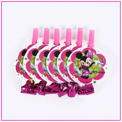 Disney Minnie Mouse Birthday Party Decoration Pink Minnie Paper Cups Plates Napkin Tablecloth Tableware Balloosn Baby Shower Kid.
