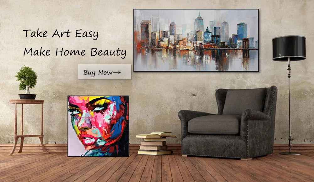 Thick Knife Oil Painting Abstract Hand Drawn Art Oil Painting Canvas Poster  Wall Art Decorative Pictures for Living Room Decor.