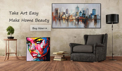 Thick Knife Oil Painting Abstract Hand Drawn Art Oil Painting Canvas Poster  Wall Art Decorative Pictures for Living Room Decor.