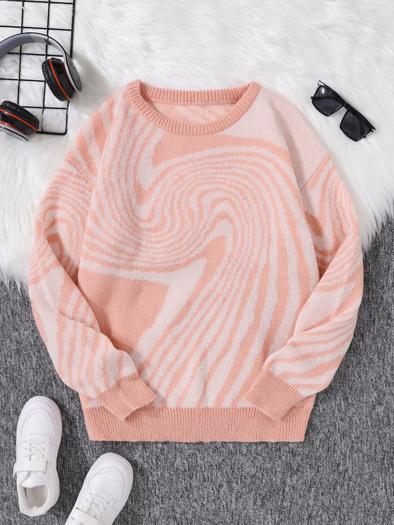 New Popular Street Ripped Abstract Starry Sky Pattern Pullover Ripped Sweater Casual Round Neck Knitted Men's Pullover.