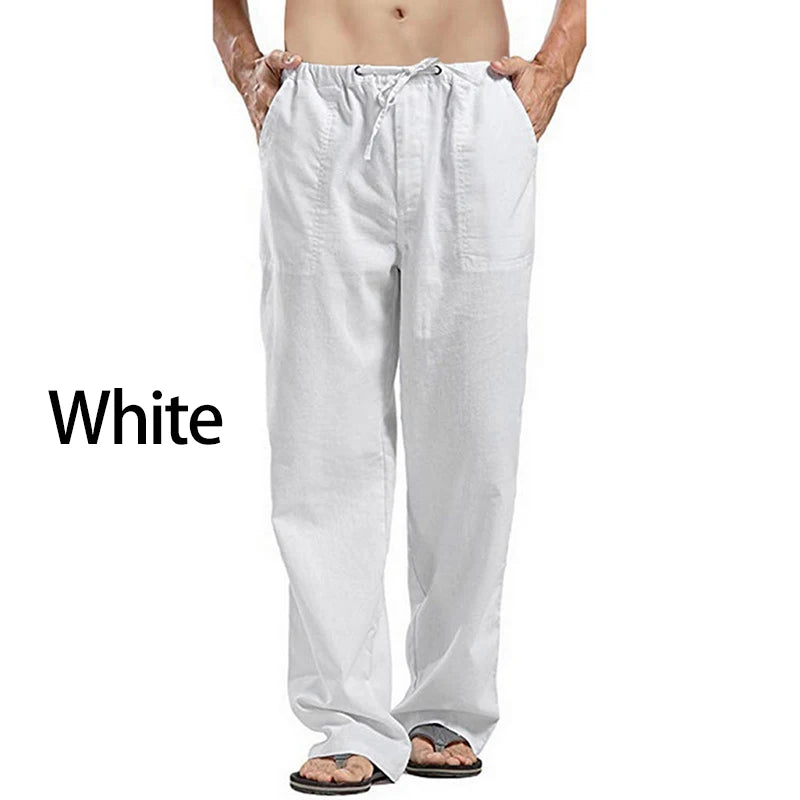 Fashion Mens Linen Wide Pants Korean Trousers Oversize Sports Streetwear Male Spring Yoga Pants Casual Men Clothing Sweatpants.