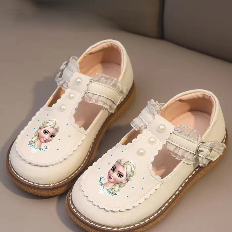 Disney Children's Girls' Leather Casual Shoes Spring Frozen Princess Girls' Soft Sole Non-slip Shoes Baby Shoes Lolita Girls.