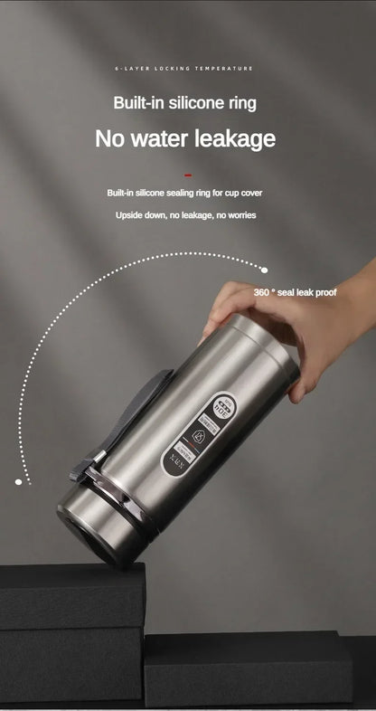 800ML-1L Stainless Steel Thermos Bottle 304 Tea Bottle Car Vacuum Bottle with LED Temperature Display Portable Drinking Cup.